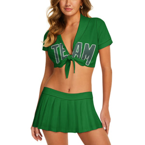 Custom Emerald Green Blue Green Cheerleading Uniform Set