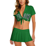Custom Emerald Green Blue Green Cheerleading Uniform Set