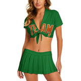 Custom Emerald Green Orange Cheerleading Uniform Set