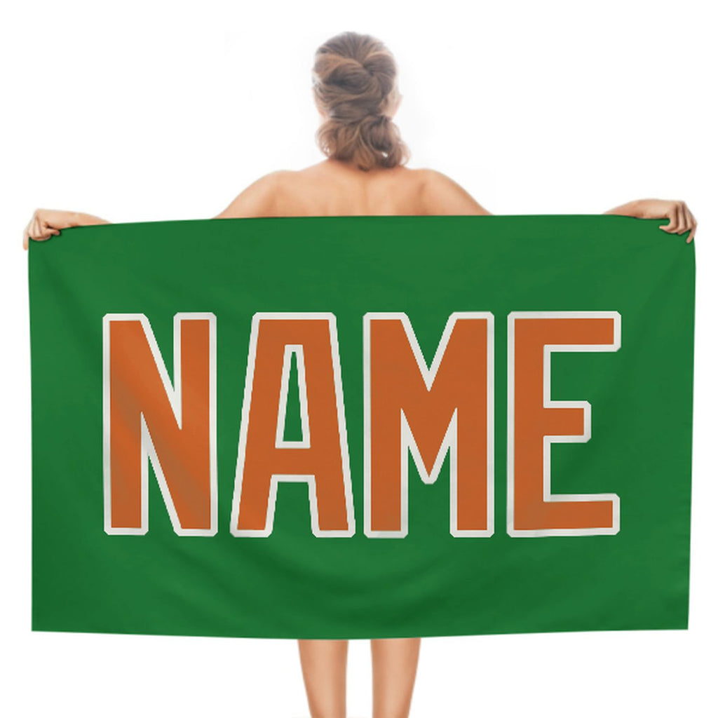 Custom Emerald Green Orange Beach Towel