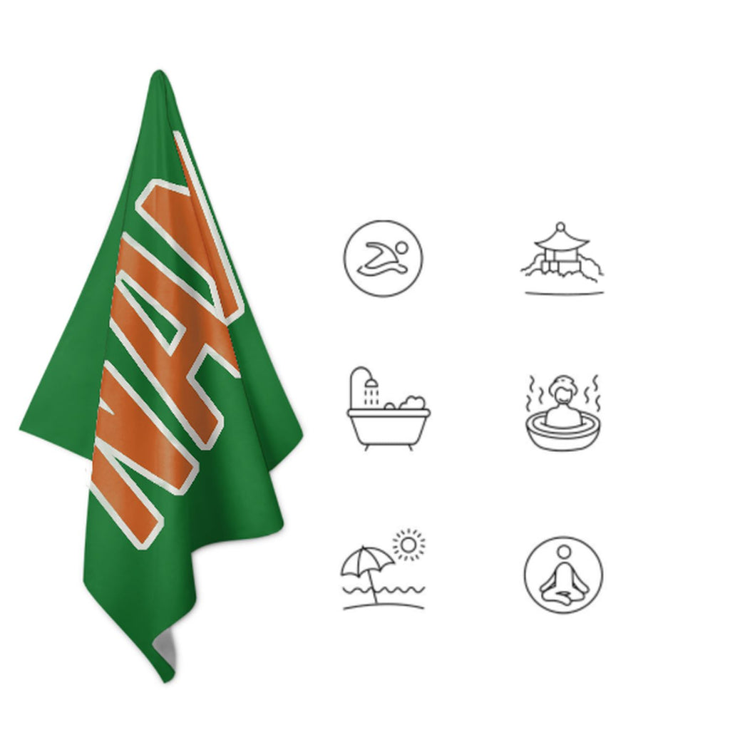 Custom Emerald Green Orange Beach Towel