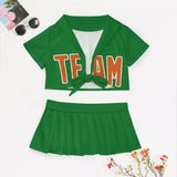 Custom Emerald Green Orange Cheerleading Uniform Set