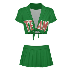 Custom Emerald Green Copper Rose Cheerleading Uniform Set
