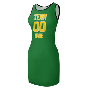 Custom Emerald Green Gold Sleeveless Vest Dress