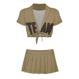 Custom Light Khaki Brown Cheerleading Uniform Set