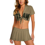 Custom Light Khaki Olive Cheerleading Uniform Set