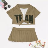 Custom Light Khaki Olive Cheerleading Uniform Set