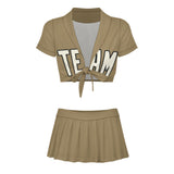 Custom Light Khaki Cream Cheerleading Uniform Set