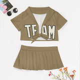 Custom Light Khaki Cream Cheerleading Uniform Set