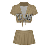 Custom Light Khaki Gray Cheerleading Uniform Set