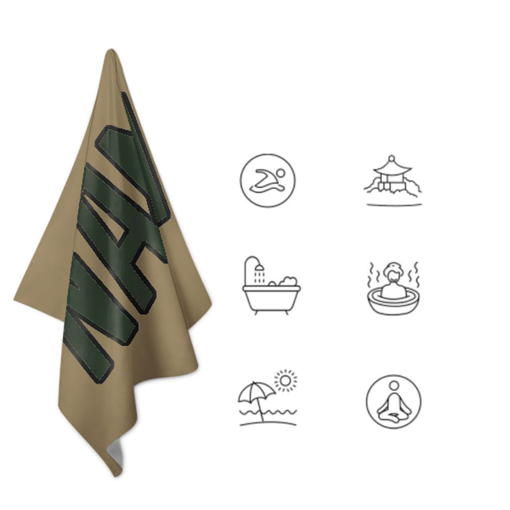 Custom Light Khaki Dark Green Beach Towel