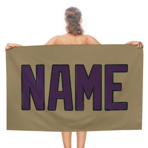 Custom Light Khaki Purple Beach Towel