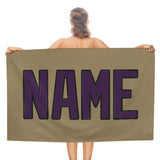 Custom Light Khaki Purple Beach Towel