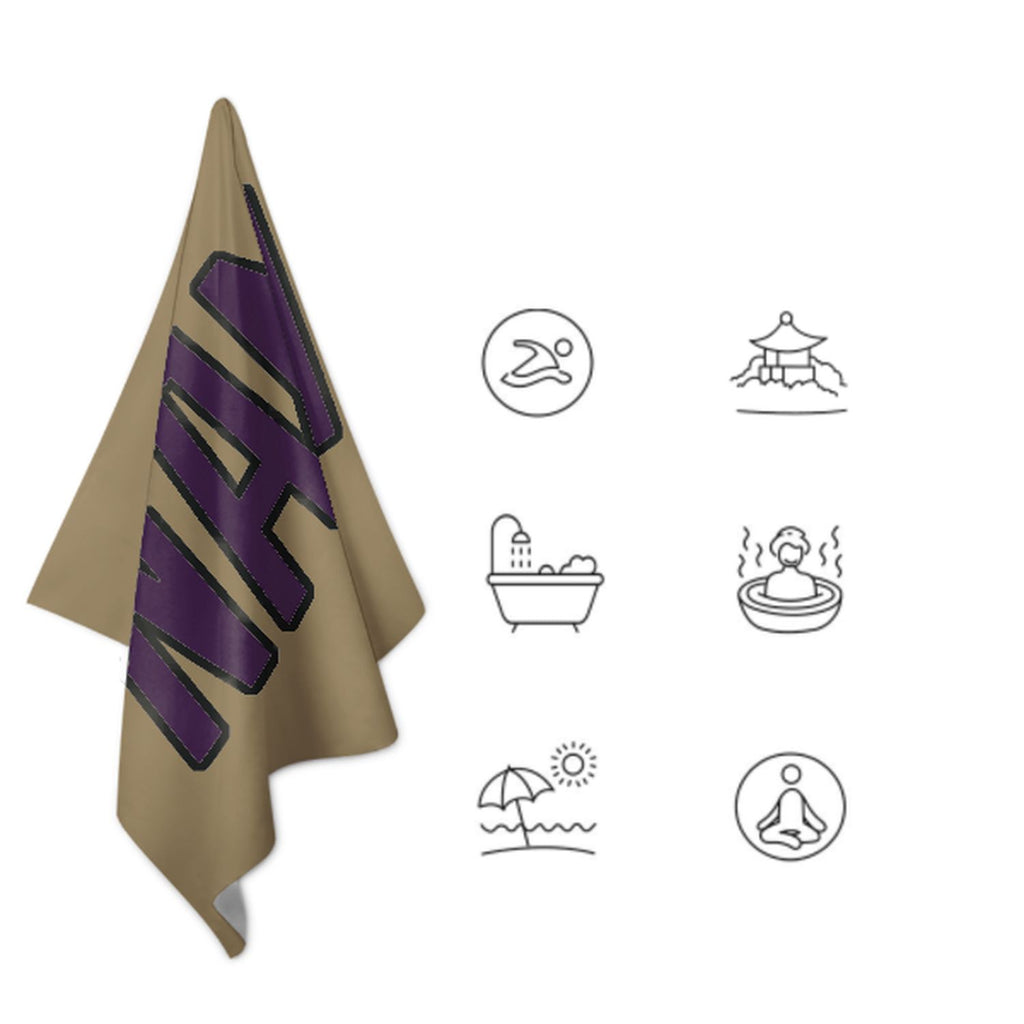 Custom Light Khaki Purple Beach Towel