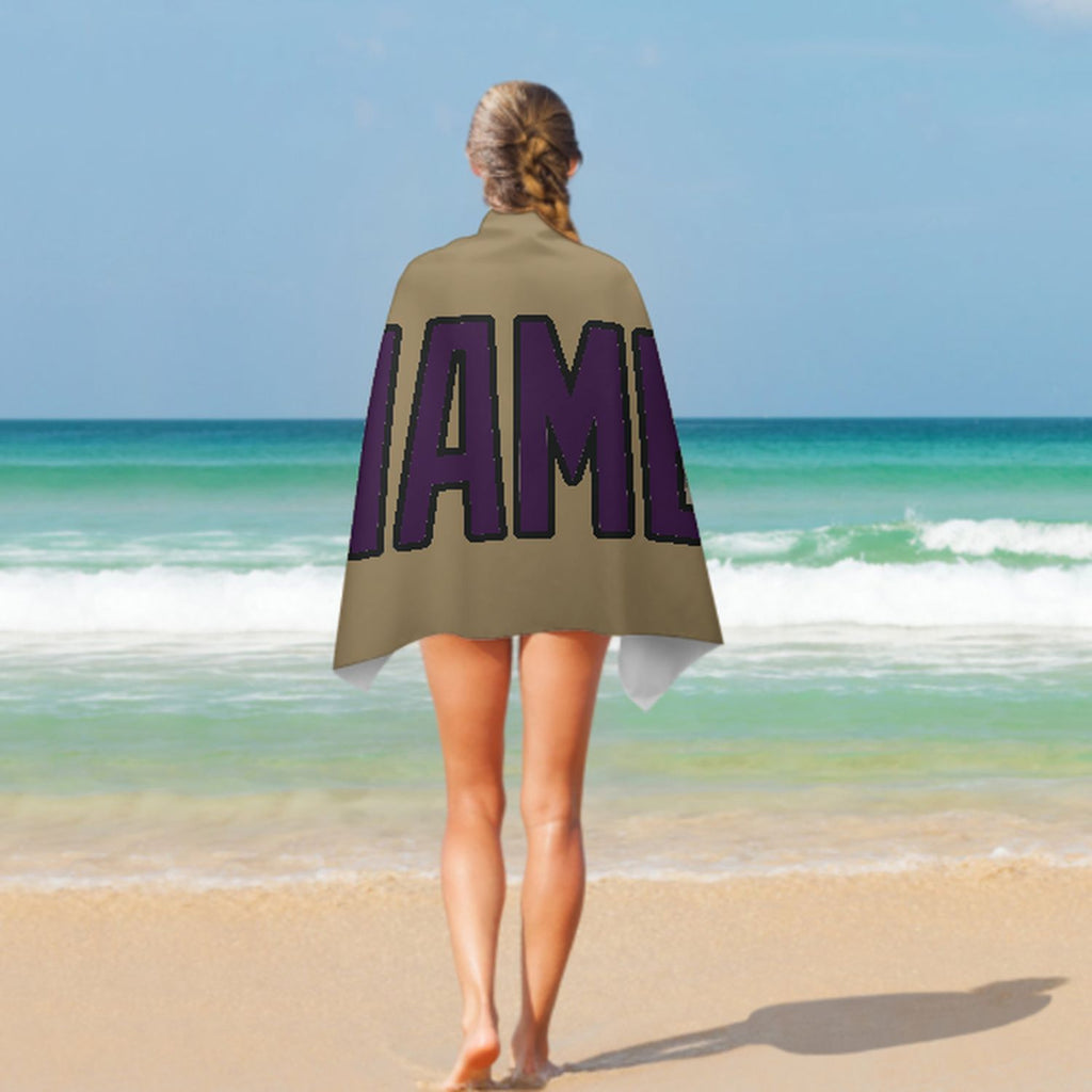 Custom Light Khaki Purple Beach Towel
