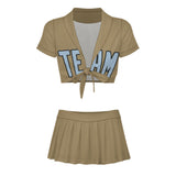 Custom Light Khaki Light Blue Cheerleading Uniform Set