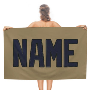 Custom Light Khaki Navy Beach Towel