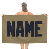Custom Light Khaki Navy Beach Towel