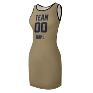 Custom Light Khaki Navy Sleeveless Vest Dress