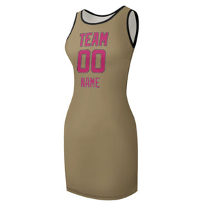 Custom Light Khaki Pink Sleeveless Vest Dress