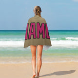 Custom Light Khaki Pink Beach Towel