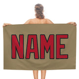 Custom Light Khaki Red Beach Towel