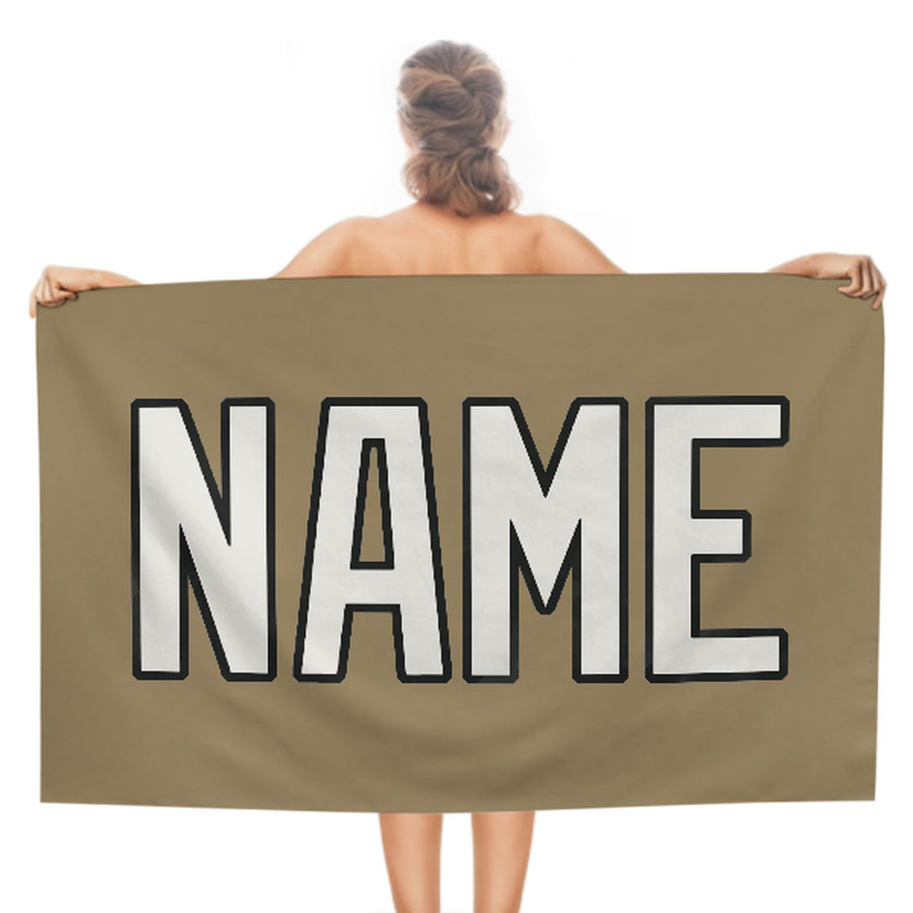 Custom Light Khaki White Beach Towel