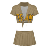 Custom Light Khaki Yellow Cheerleading Uniform Set