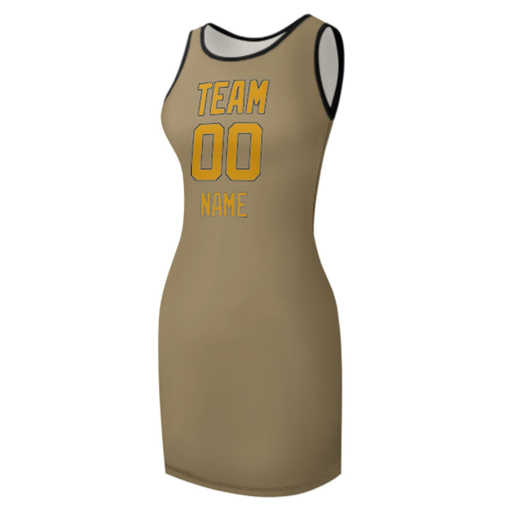 Custom Light Khaki Yellow Sleeveless Vest Dress