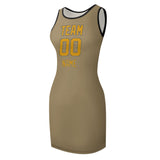 Custom Light Khaki Yellow Sleeveless Vest Dress