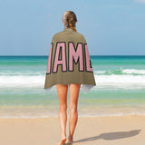Custom Light Khaki Light Pink Beach Towel