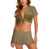 Custom Light Khaki Khaki Cheerleading Uniform Set