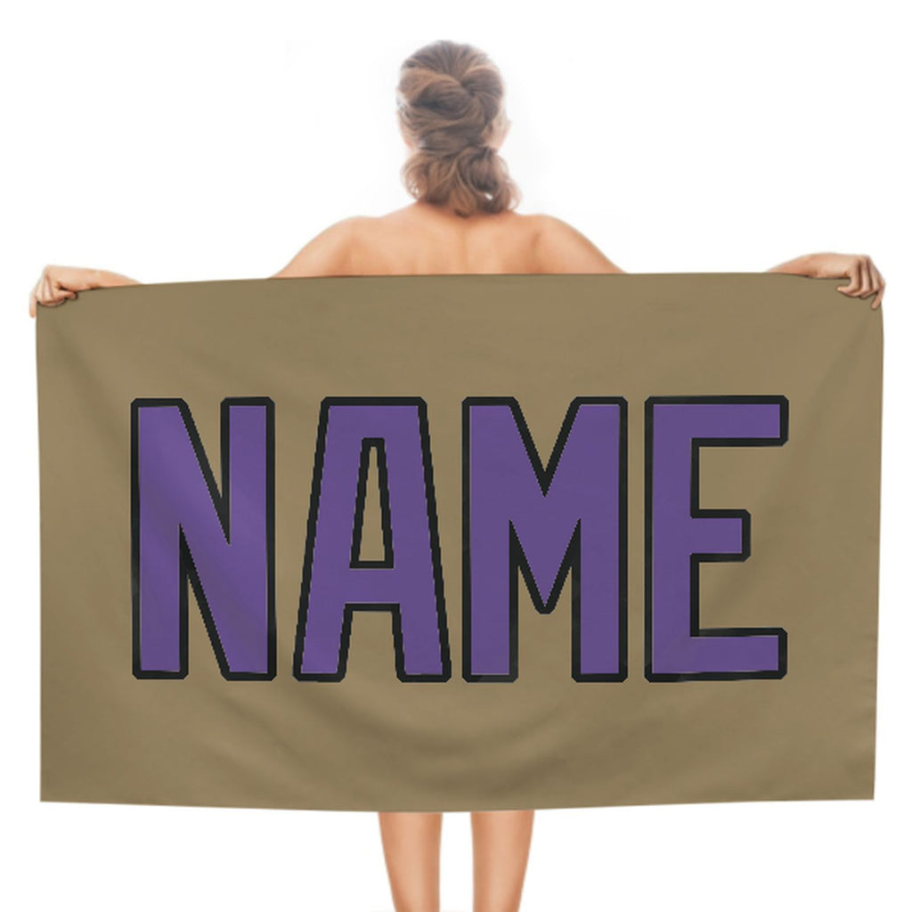 Custom Light Khaki Light Purple Beach Towel