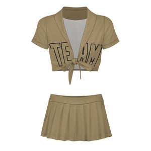 Custom Light Khaki Light Khaki Cheerleading Uniform Set