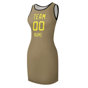 Custom Light Khaki Light Yellow Sleeveless Vest Dress