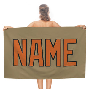 Custom Light Khaki Orange Beach Towel