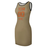 Custom Light Khaki Orange Sleeveless Vest Dress