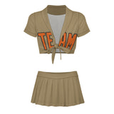 Custom Light Khaki Orange Cheerleading Uniform Set