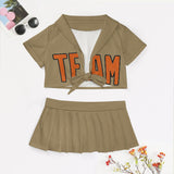 Custom Light Khaki Orange Cheerleading Uniform Set