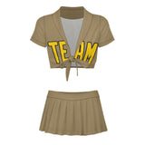 Custom Light Khaki Gold Cheerleading Uniform Set