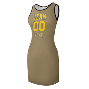 Custom Light Khaki Gold Sleeveless Vest Dress