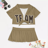 Custom Light Khaki Brown Cheerleading Uniform Set