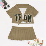 Custom Light Khaki Olive Cheerleading Uniform Set