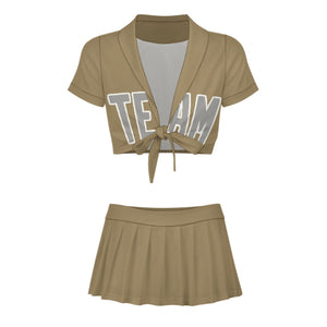 Custom Light Khaki Gray Cheerleading Uniform Set