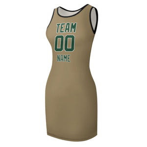 Custom Light Khaki Green Sleeveless Vest Dress