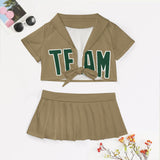 Custom Light Khaki Green Cheerleading Uniform Set