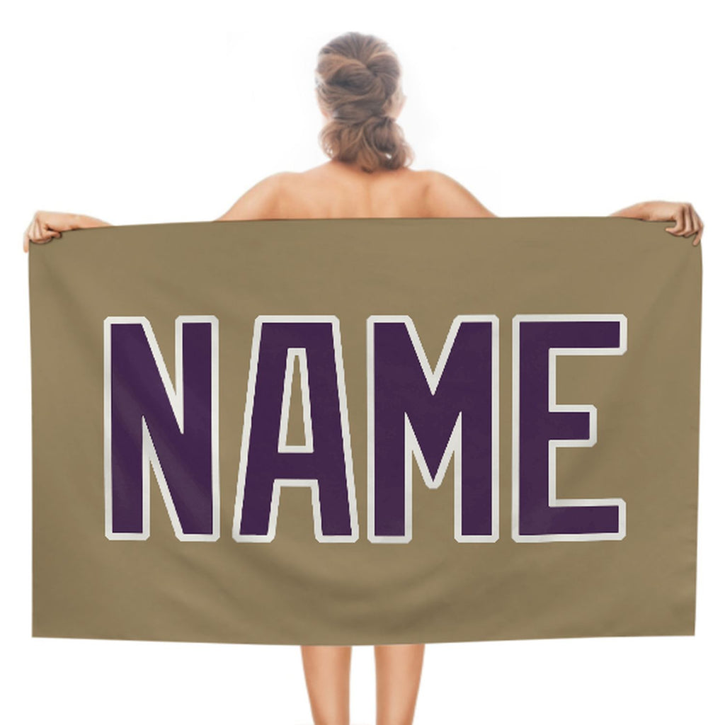 Custom Light Khaki Purple Beach Towel