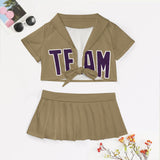 Custom Light Khaki Purple Cheerleading Uniform Set