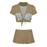 Custom Light Khaki Light Blue Cheerleading Uniform Set