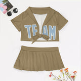 Custom Light Khaki Light Blue Cheerleading Uniform Set